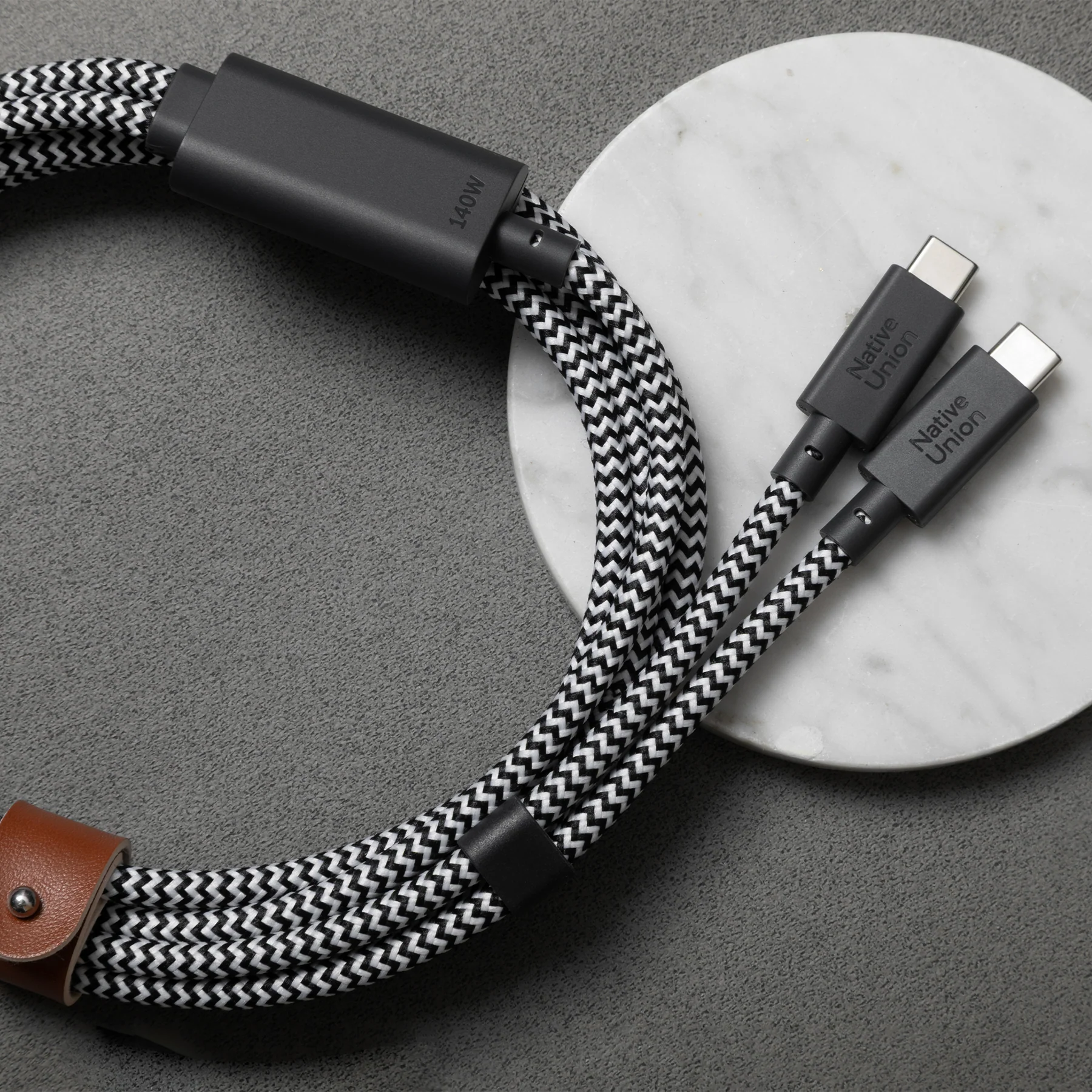 Кабель Native Union Belt Cable 2-in-1 USB-C to USB-C & USB-C Cable 140W [2m] - Zebra (BELT-C-2C-ZEB)