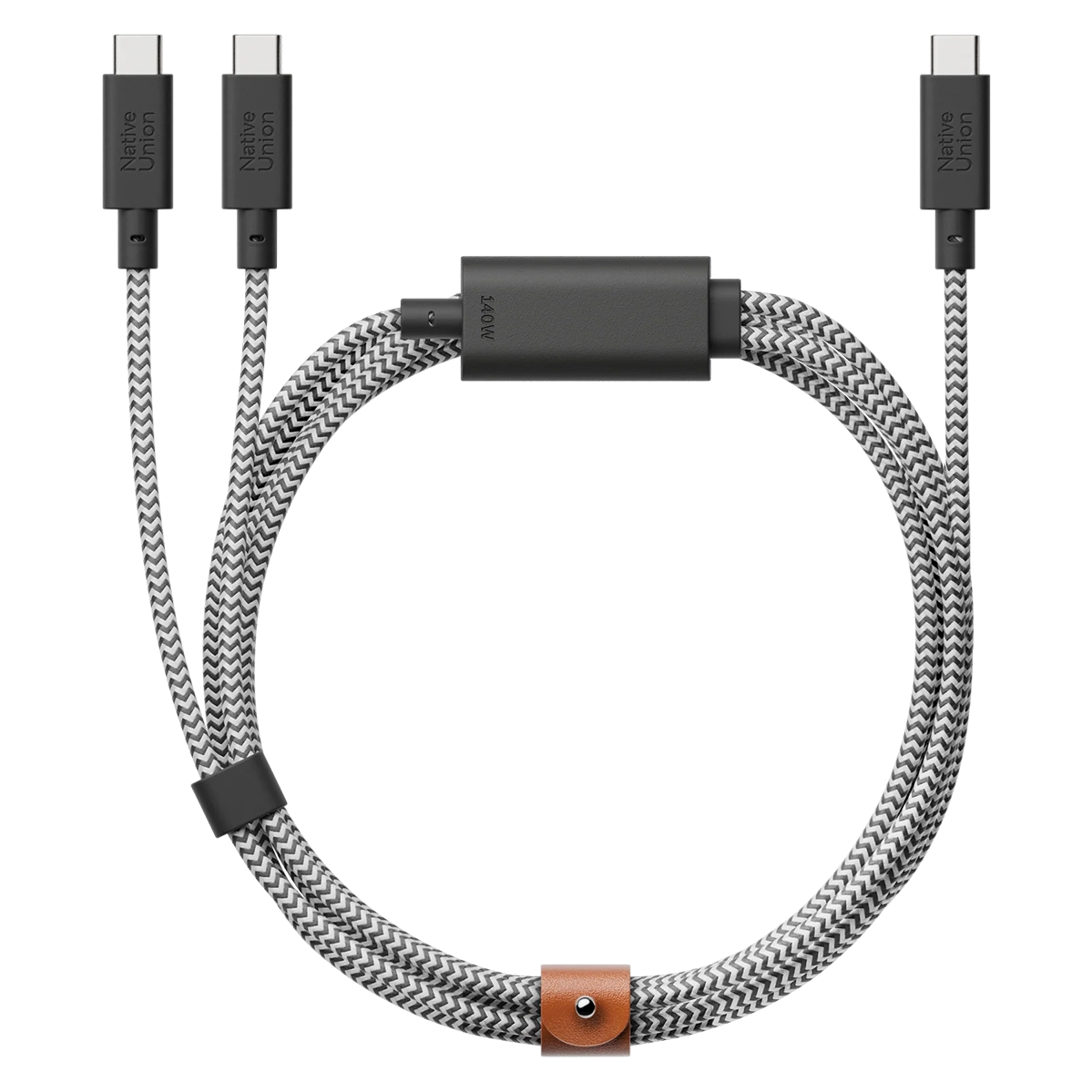 Кабель Native Union Belt Cable 2-in-1 USB-C to USB-C & USB-C Cable 140W [2m] - Zebra (BELT-C-2C-ZEB)