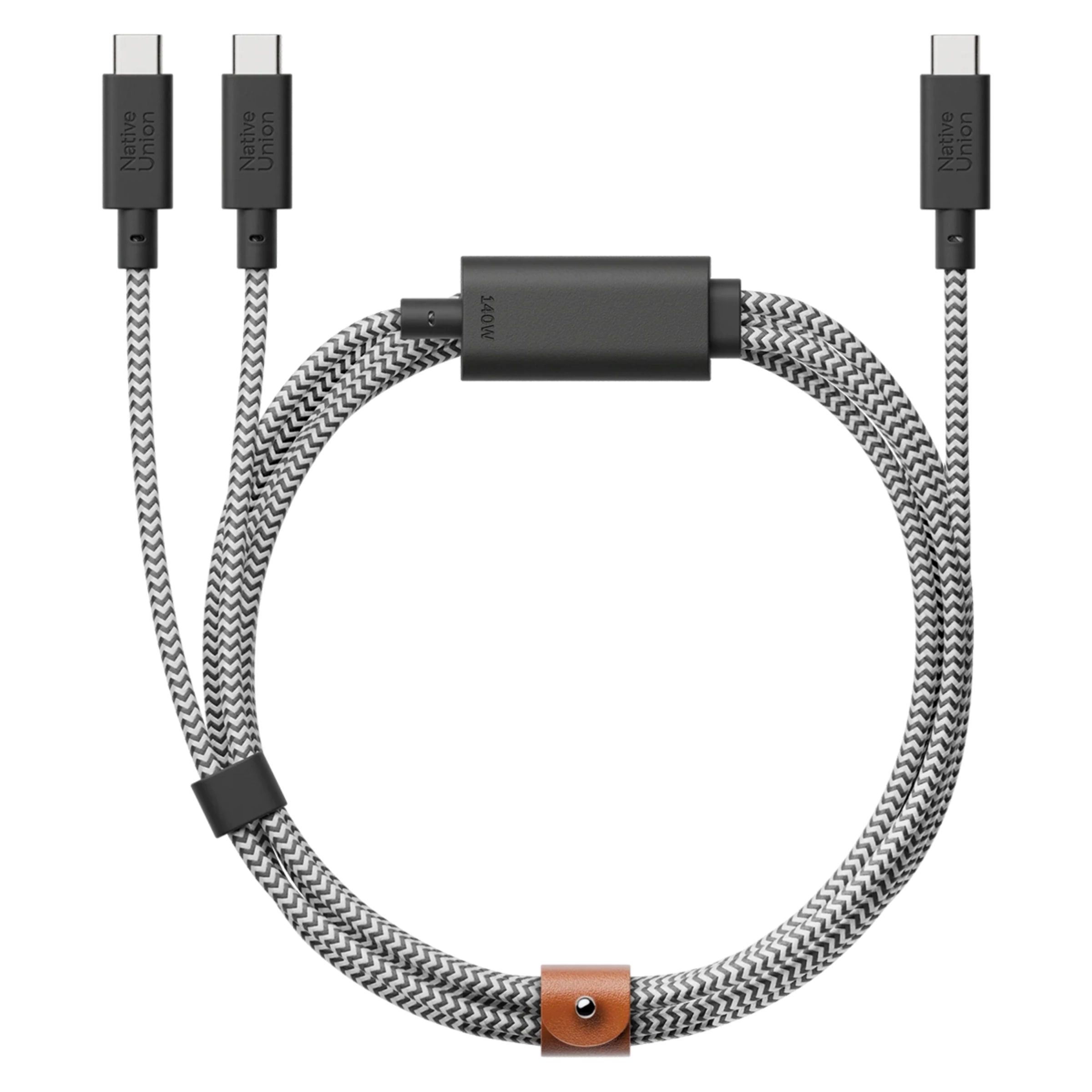 Кабель Native Union Belt Cable 2-in-1 USB-C to USB-C & USB-C Cable 140W [2m] - Zebra (BELT-C-2C-ZEB)