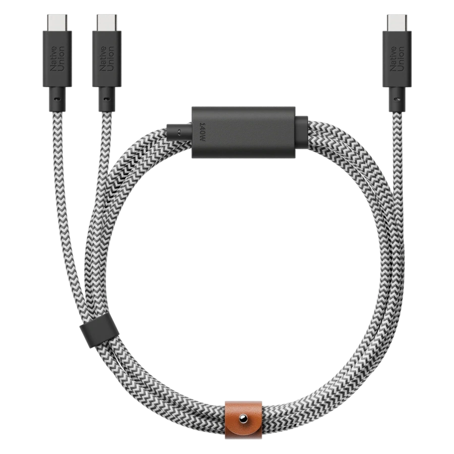 Кабель Native Union Belt Cable 2-in-1 USB-C to USB-C & USB-C Cable 140W [2m] - Zebra (BELT-C-2C-ZEB)