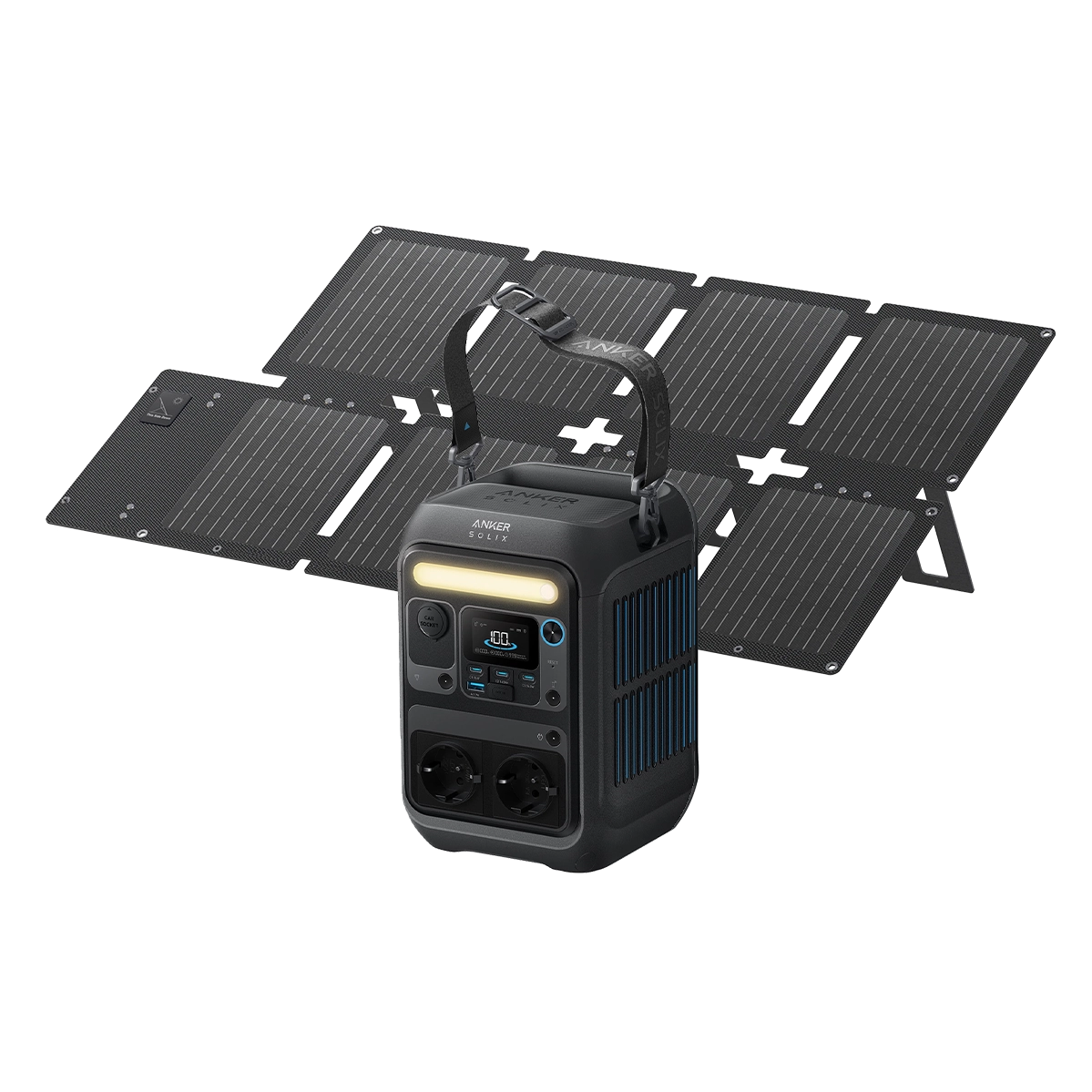 Портативна зарядна станція з ремінцем та сонячною панеллю Anker SOLIX C300X Solar Generator | 288Wh 300W + 60W Portable Solar Panel (B1723311)