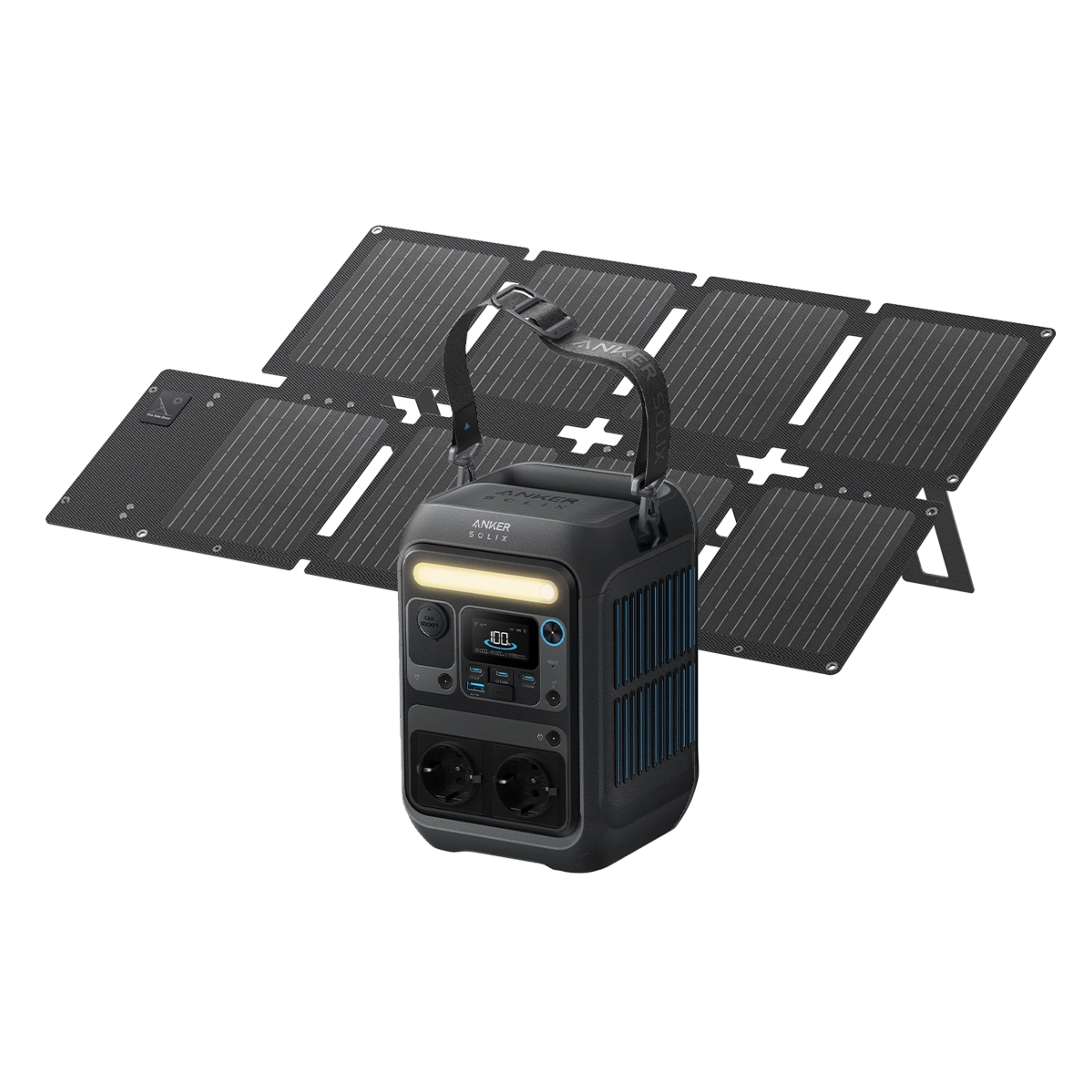 Портативна зарядна станція з ремінцем та сонячною панеллю Anker SOLIX C300X Solar Generator | 288Wh 300W + 60W Portable Solar Panel (B1723311)