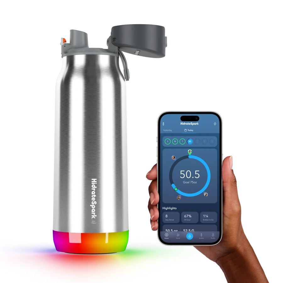 Розумна пляшка для води HidrateSpark PRO STEEL 32 oz/946 ml - Silver (HI-009-007)