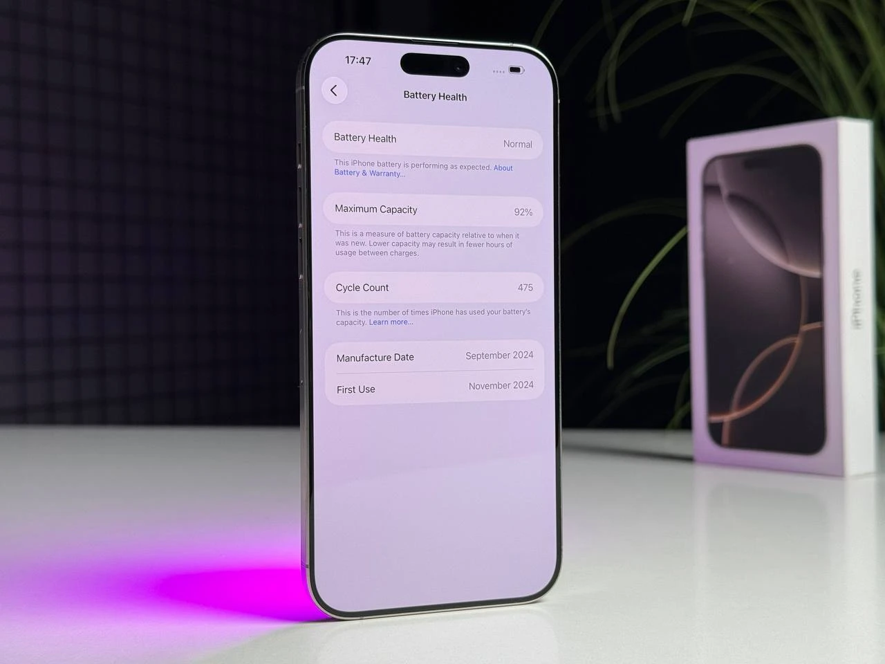 ВЖИВАНИЙ Б/У Apple iPhone 16 Pro Max 512GB Natural Titanium (MYX33) - Стан: гарний | Акумулятор: 92% | Комплектація: повний | Гарантія: 3 міс.