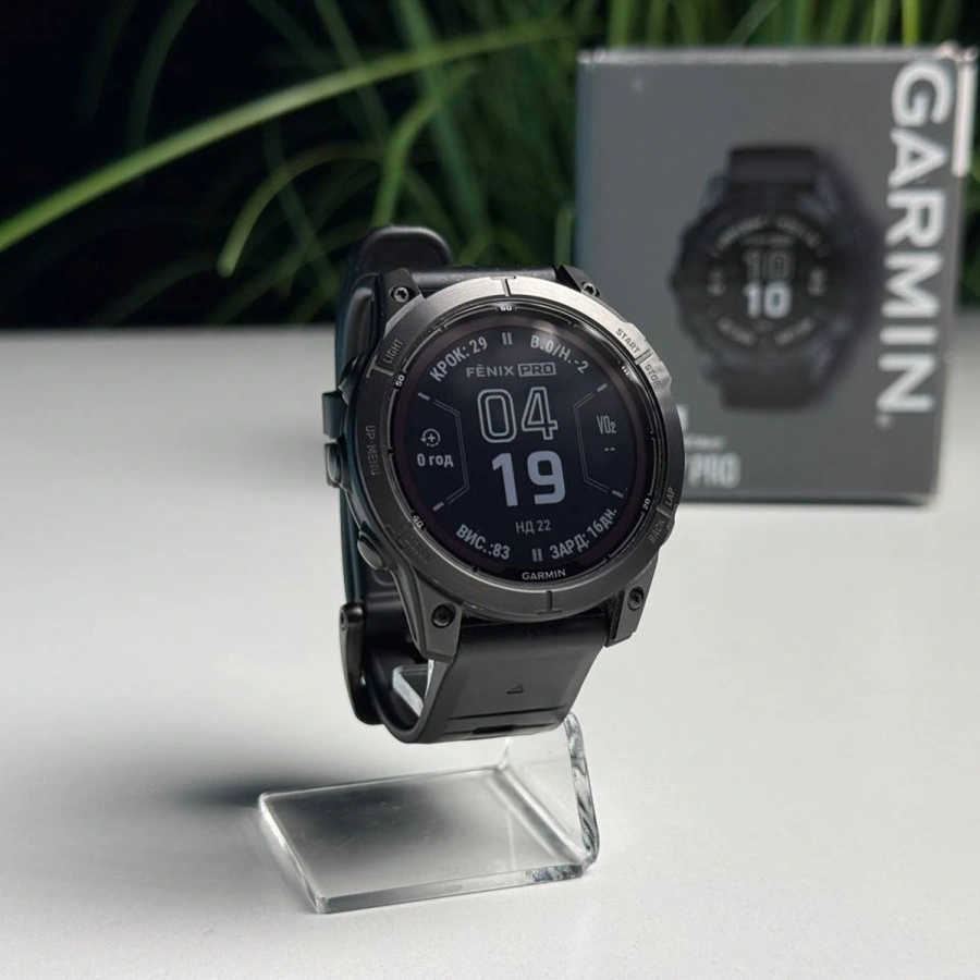 ВЖИВАНИЙ Б/У Смарт-часы Garmin Fenix 7 Pro Sapphire Solar Edition | 47 мм Carbon Grey DLC Titanium with Black Band (010-02777-11) - Состояние: хороший | Комплектация: полный | Гарантия: 3 мес.