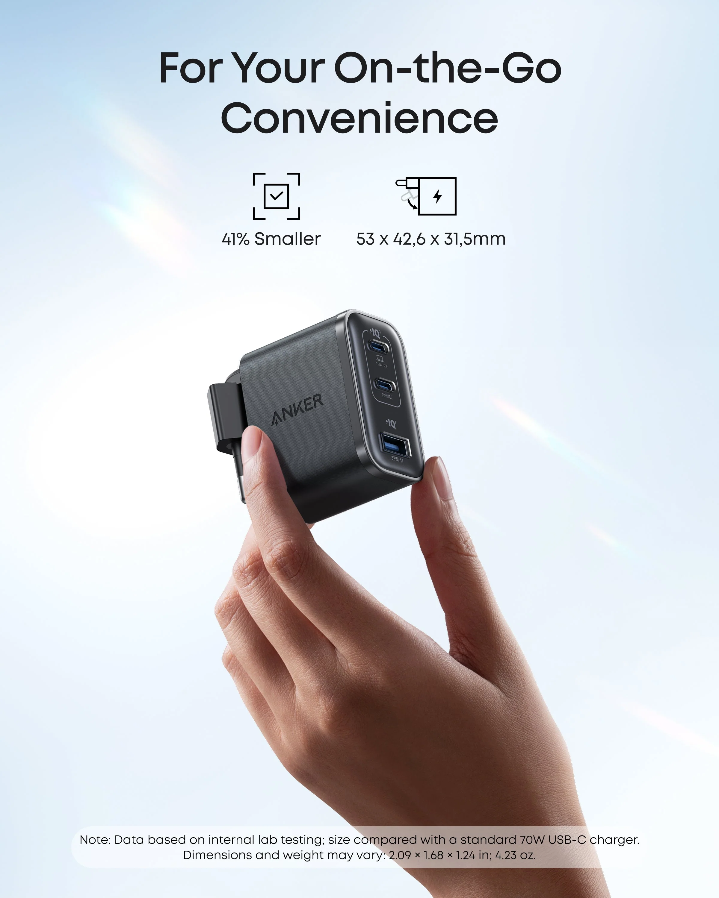 Зарядний пристрій Anker Nano Charger [70W, 3-Port] - Black Stone (A121AL11)