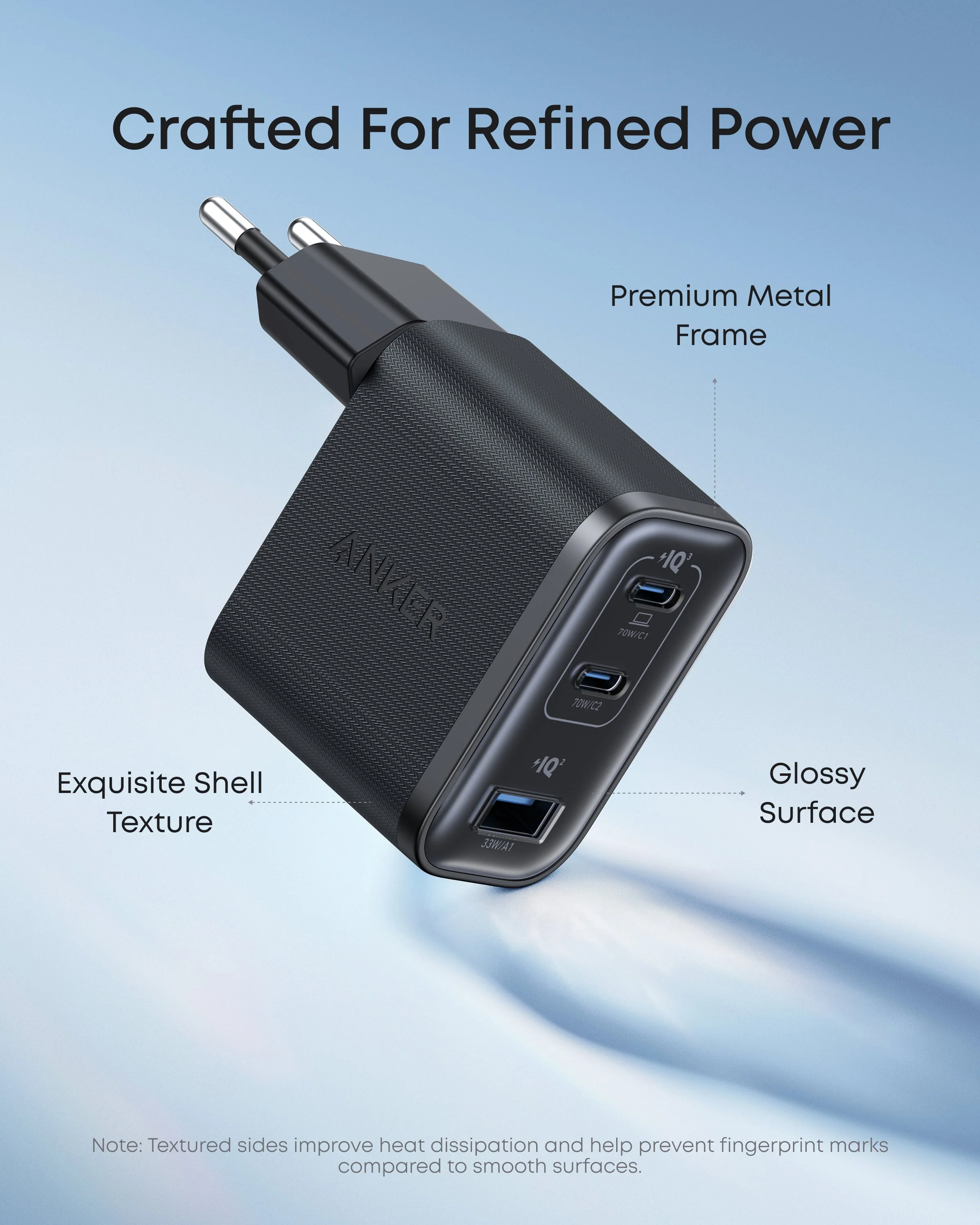 Зарядний пристрій Anker Nano Charger [70W, 3-Port] - Black Stone (A121AL11)