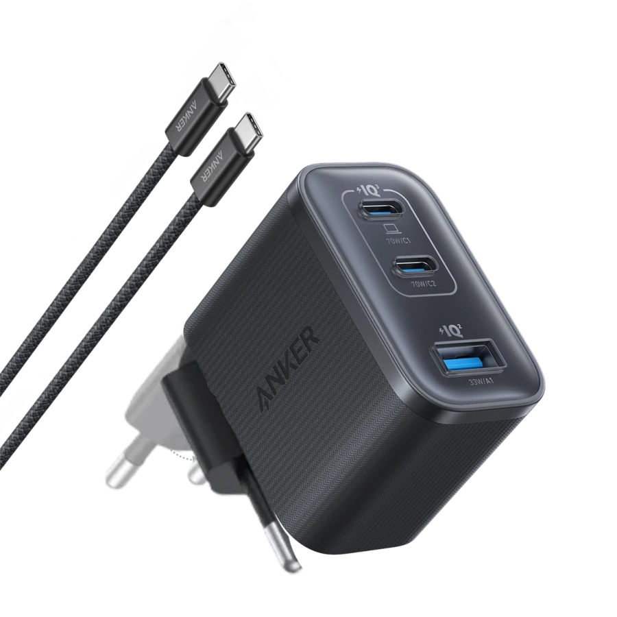 Зарядное устройство Anker Nano Charger [70W, 3-Port] - Black Stone (A121AL11)