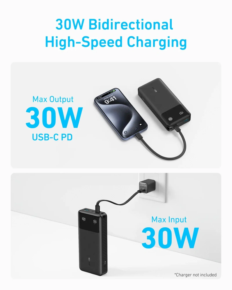 Зовнішній акумулятор [павербанк] Anker PowerCore 20000mAh 30W PD - Black (A1384G11)