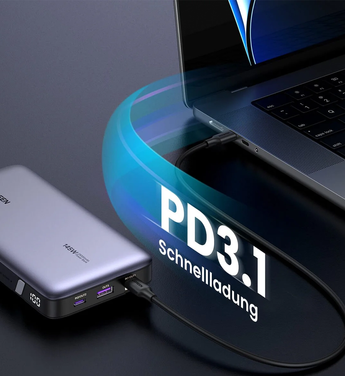 Зовнішній акумулятор [павербанк] UGREEN PB205 Nexode Power Bank 25000mAh 145W (90597)