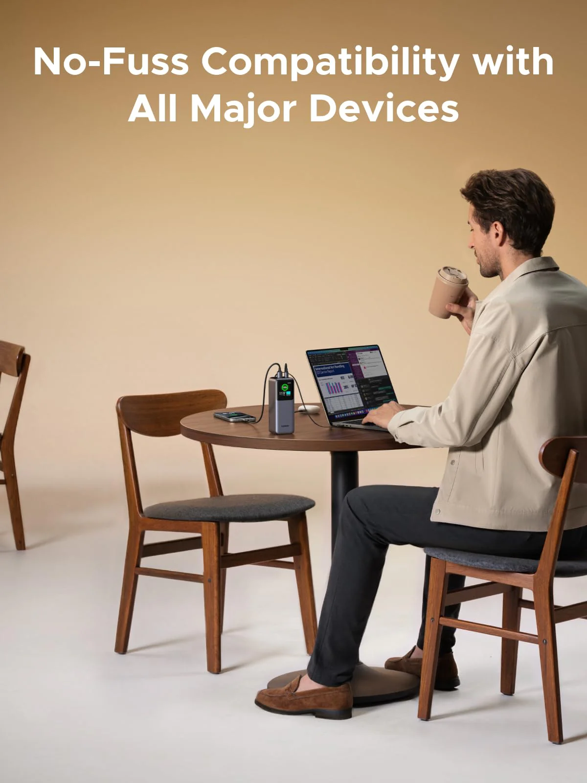 Внешний аккумулятор [павербанк] UGREEN PB726 Nexode Power Bank 20000mAh 165W with Smart Digital Display and Retractable USB-C Cable (55987)