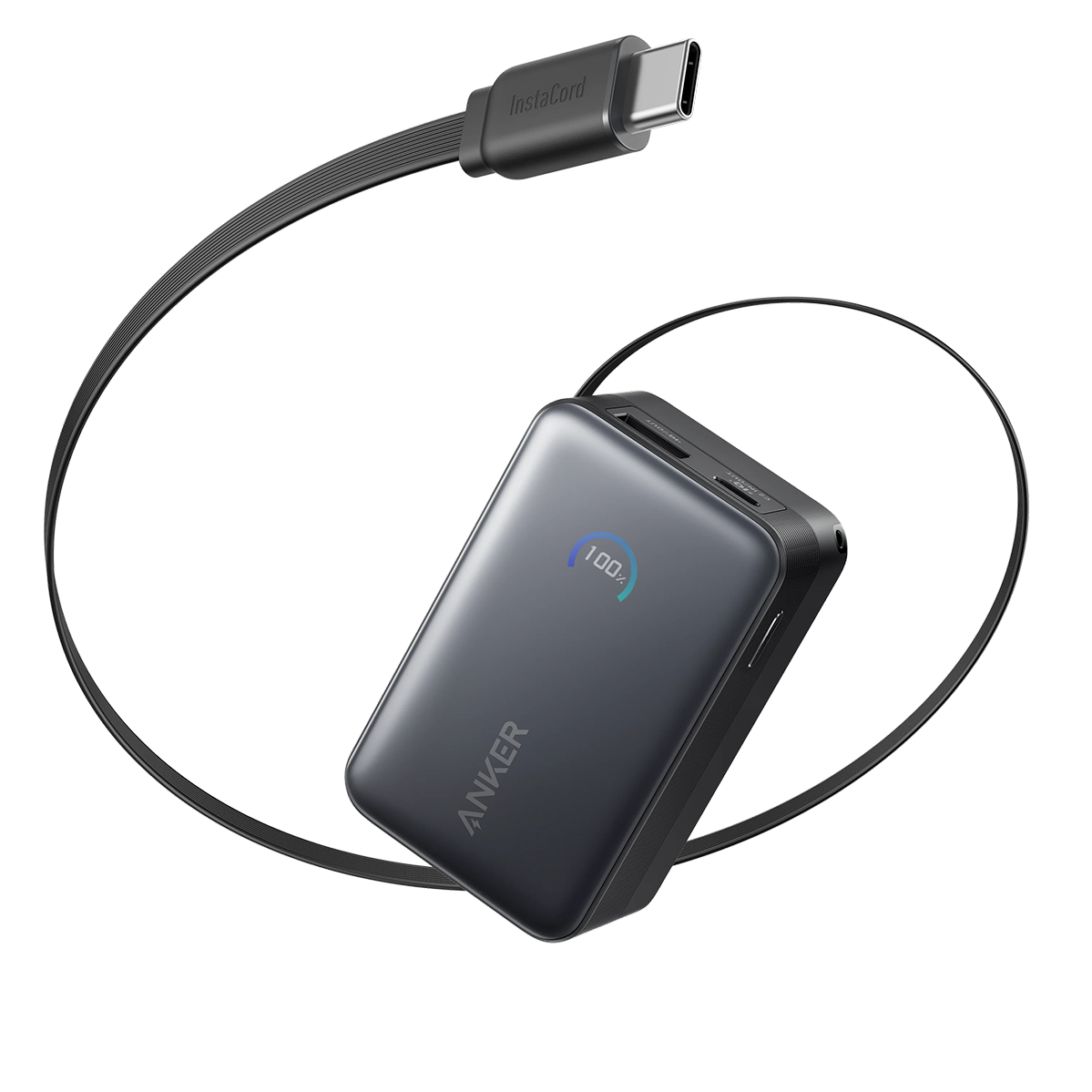 Зовнішній акумулятор [павербанк] з вбудованим кабелем Anker Nano 10000 mAh 45W with Built-in USB-C Cable - Black (A1638H11)