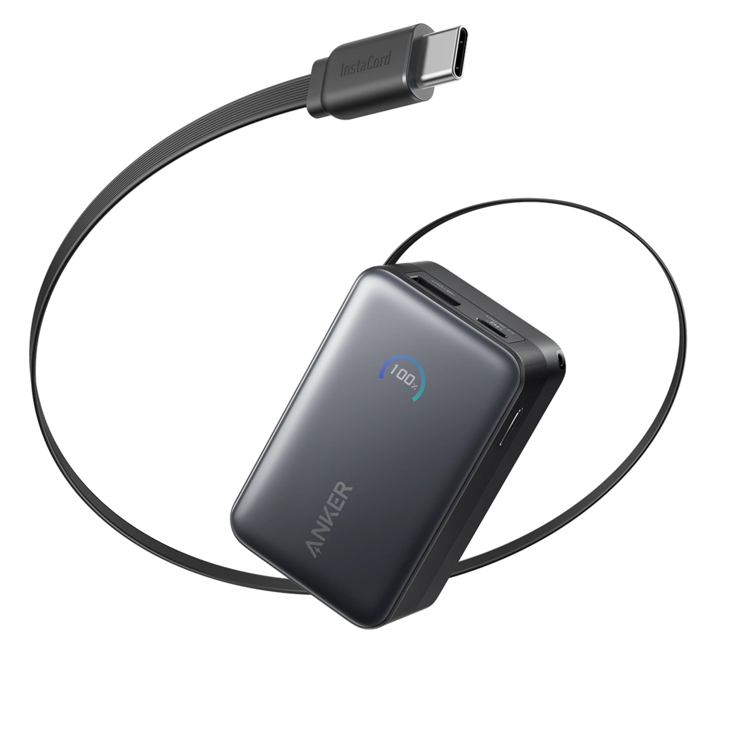 Зовнішній акумулятор [павербанк] з вбудованим кабелем Anker Nano 10000 mAh 45W with Built-in USB-C Cable - Black (A1638H11)