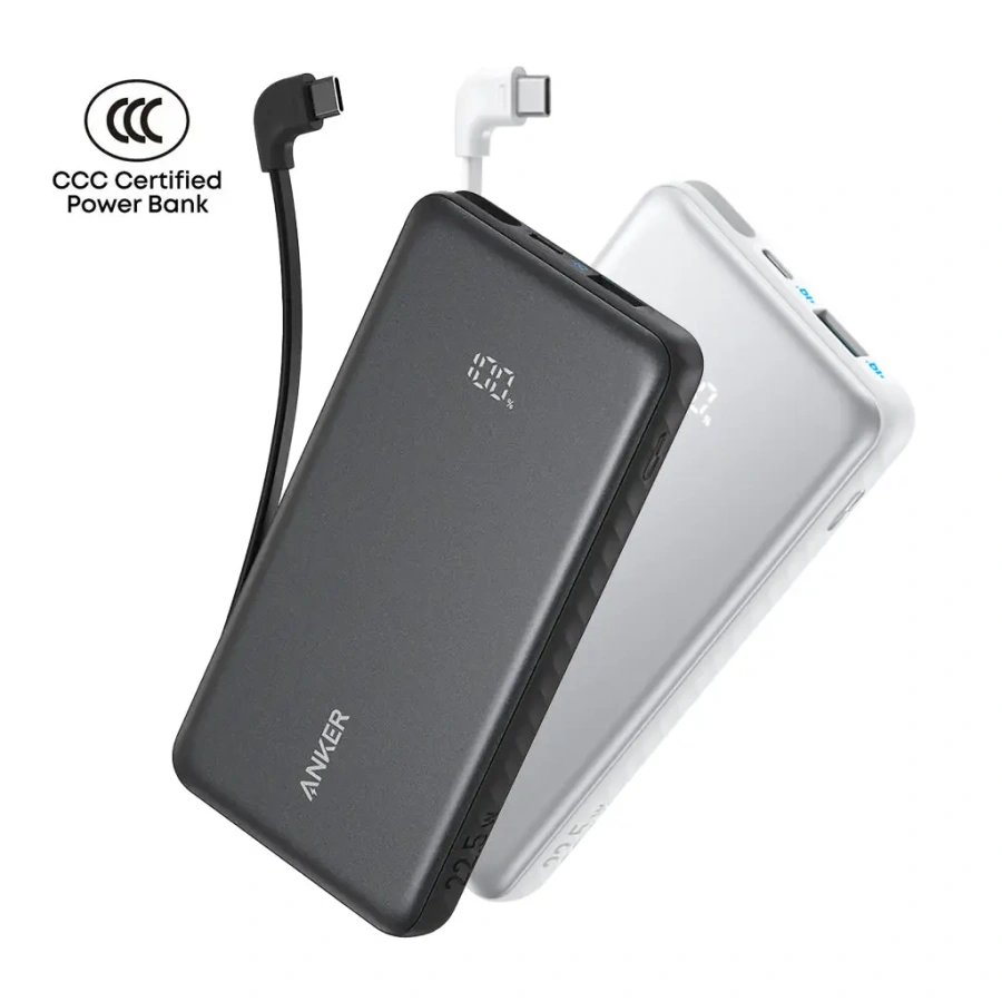Зовнішній акумулятор [павербанк] з вбудованим кабелем Anker Zolo Powerbank 10000mAh 22.5W with Built-in USB-C Cable - White (A110DH21)