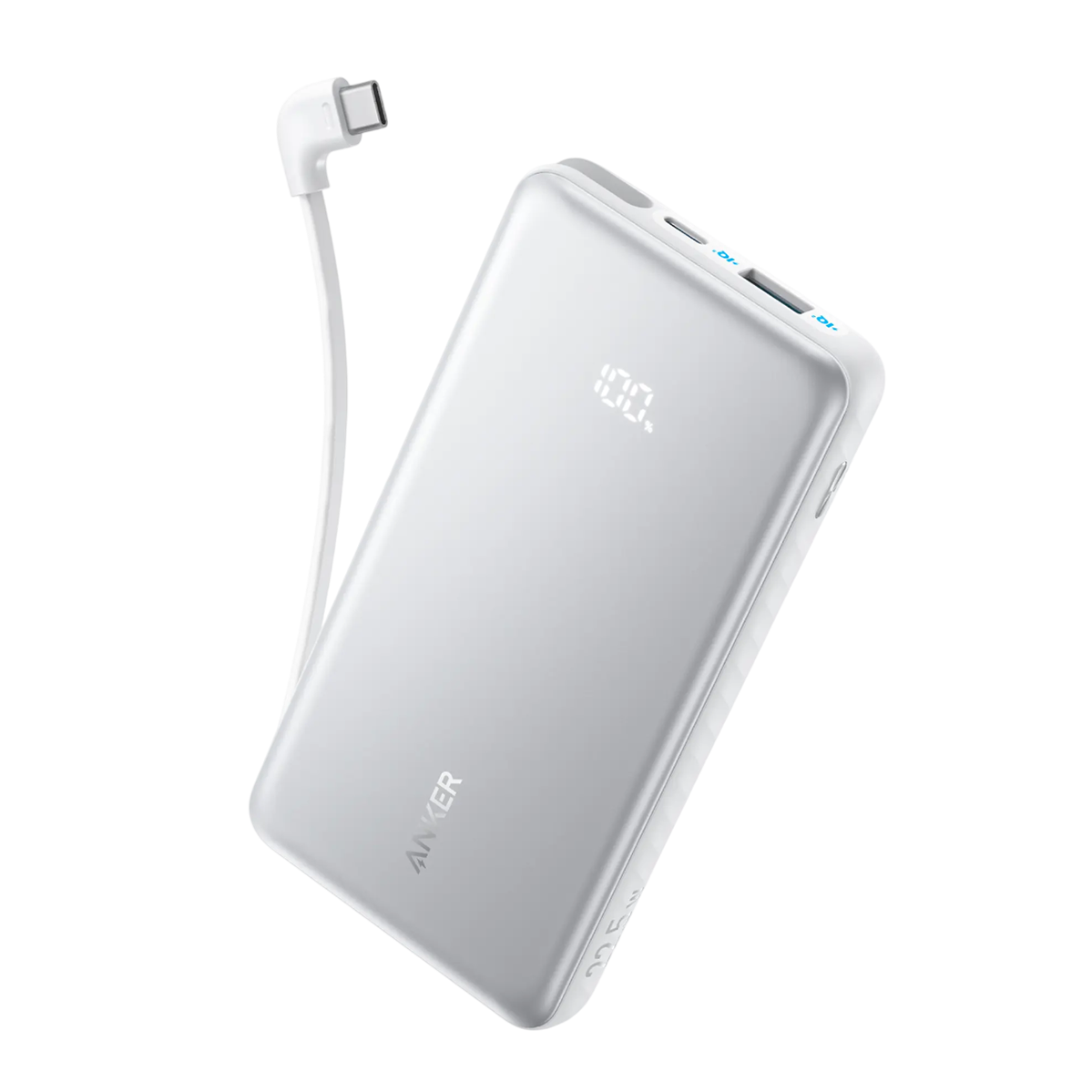 Зовнішній акумулятор [павербанк] з вбудованим кабелем Anker Zolo Powerbank 10000mAh 22.5W with Built-in USB-C Cable - White (A110DH21)