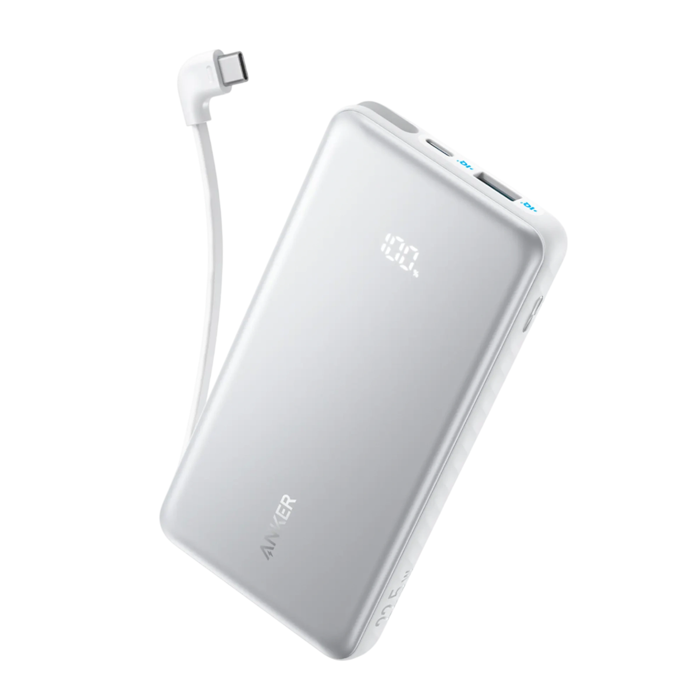 Зовнішній акумулятор [павербанк] з вбудованим кабелем Anker Zolo Powerbank 10000mAh 22.5W with Built-in USB-C Cable - White (A110DH21)