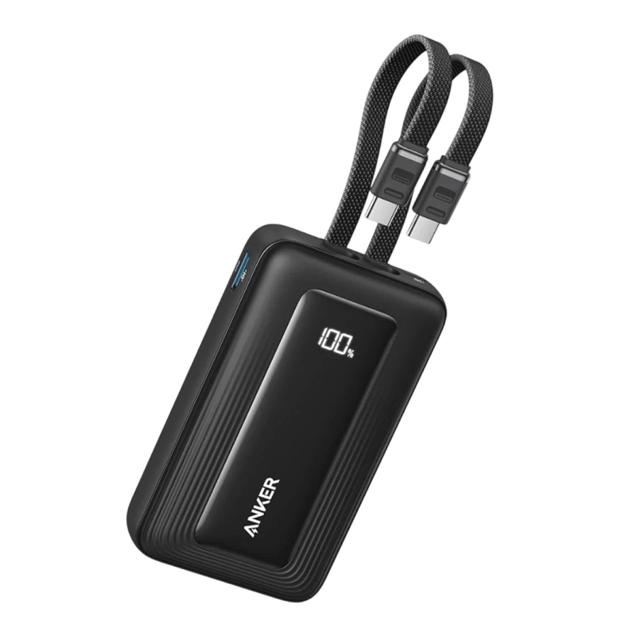 Зовнішній акумулятор [павербанк] з вбудованими кабелями Anker Zolo 20000mAh 45W with Built-in Dual USB-C Cable - Black (A1681H12)