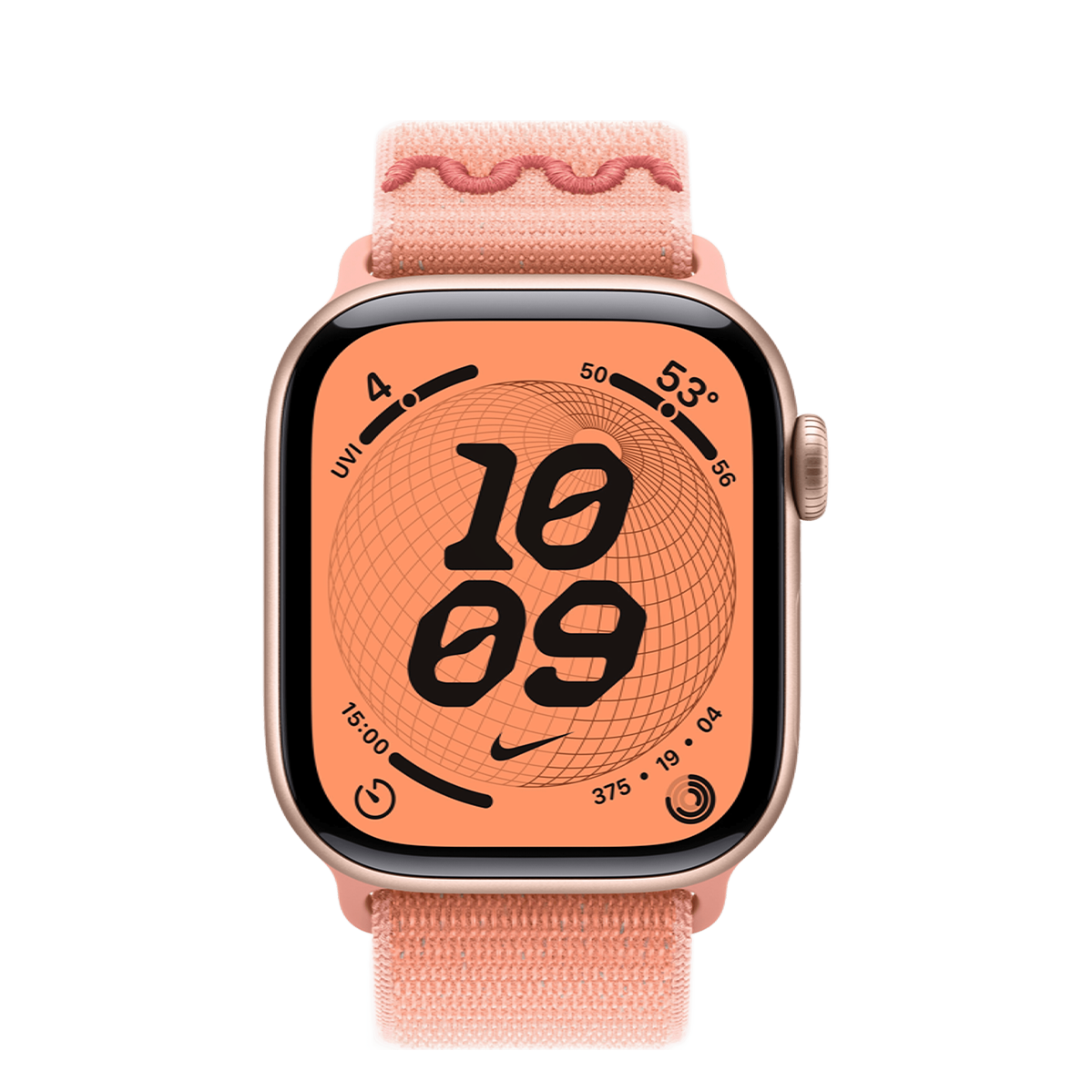 Apple Watch Series 11 GPS 42mm Rose Gold Aluminium Case with Alpenglow Pink Nike Sport Loop (MEW24+MGD04)