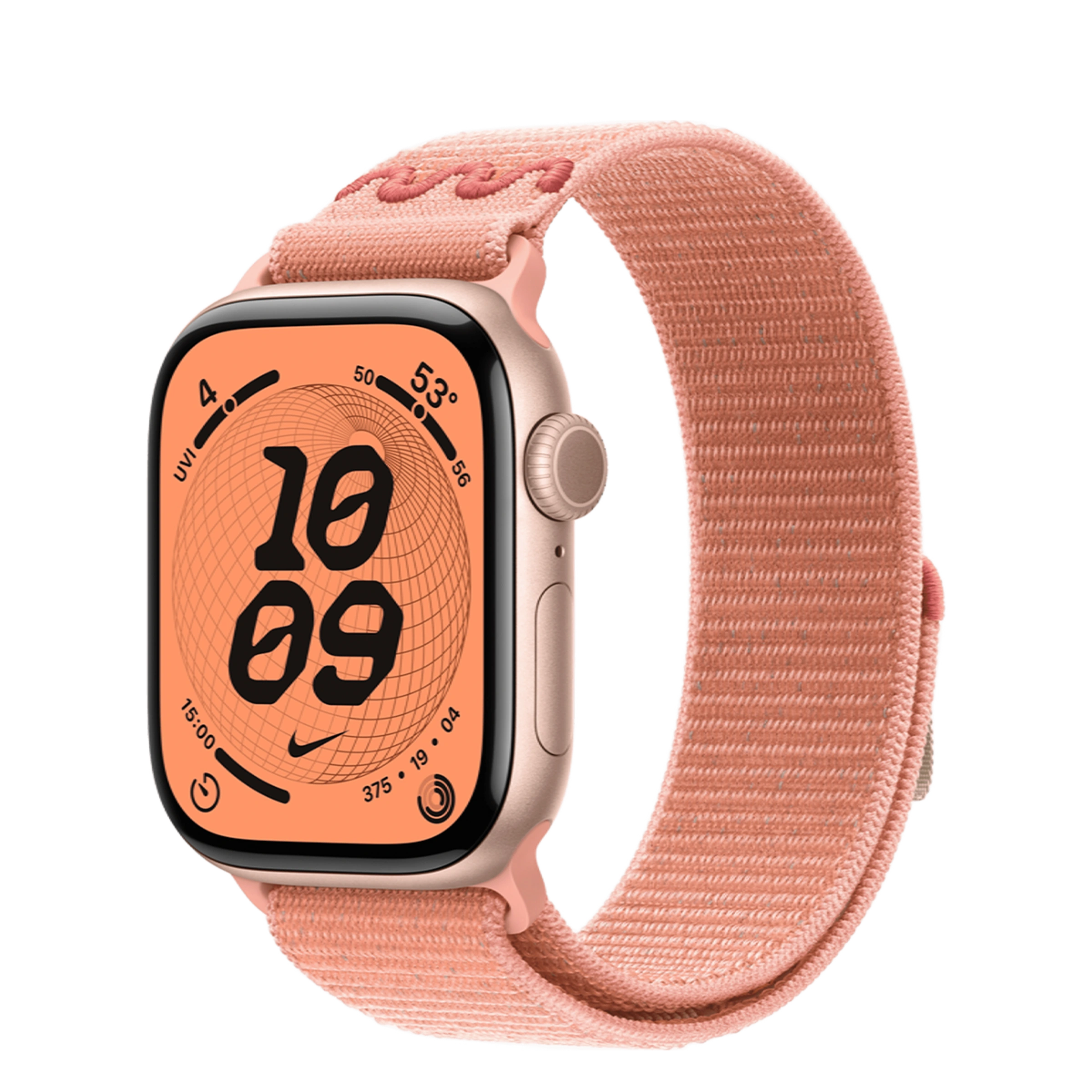 Apple Watch Series 11 GPS 42mm Rose Gold Aluminium Case with Alpenglow Pink Nike Sport Loop (MEW24+MGD04)