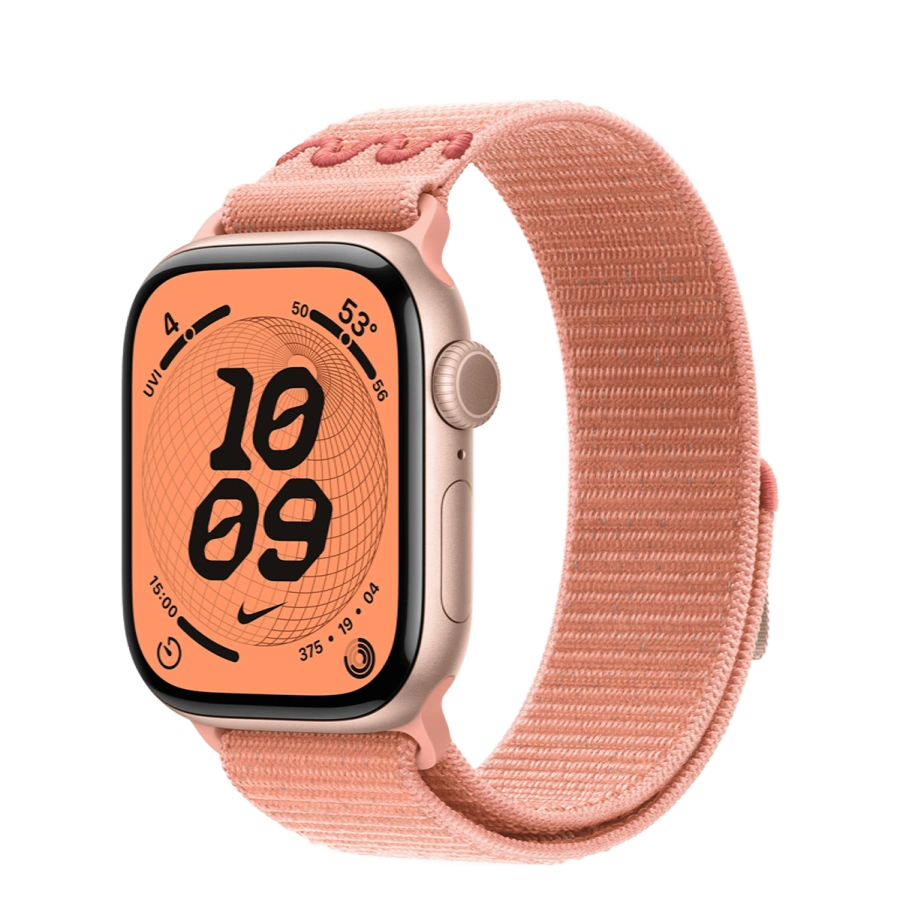 Apple Watch Series 11 GPS 42mm Rose Gold Aluminium Case with Alpenglow Pink Nike Sport Loop (MEW24+MGD04)