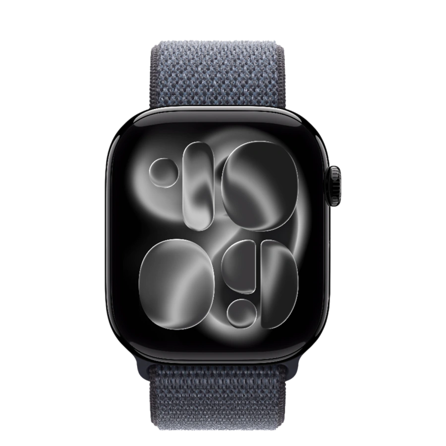 Apple Watch Series 11 GPS + Cellular 46mm Jet Black Aluminum Case with Anchor Blue Sport Loop (MFAA4+MFFH4)