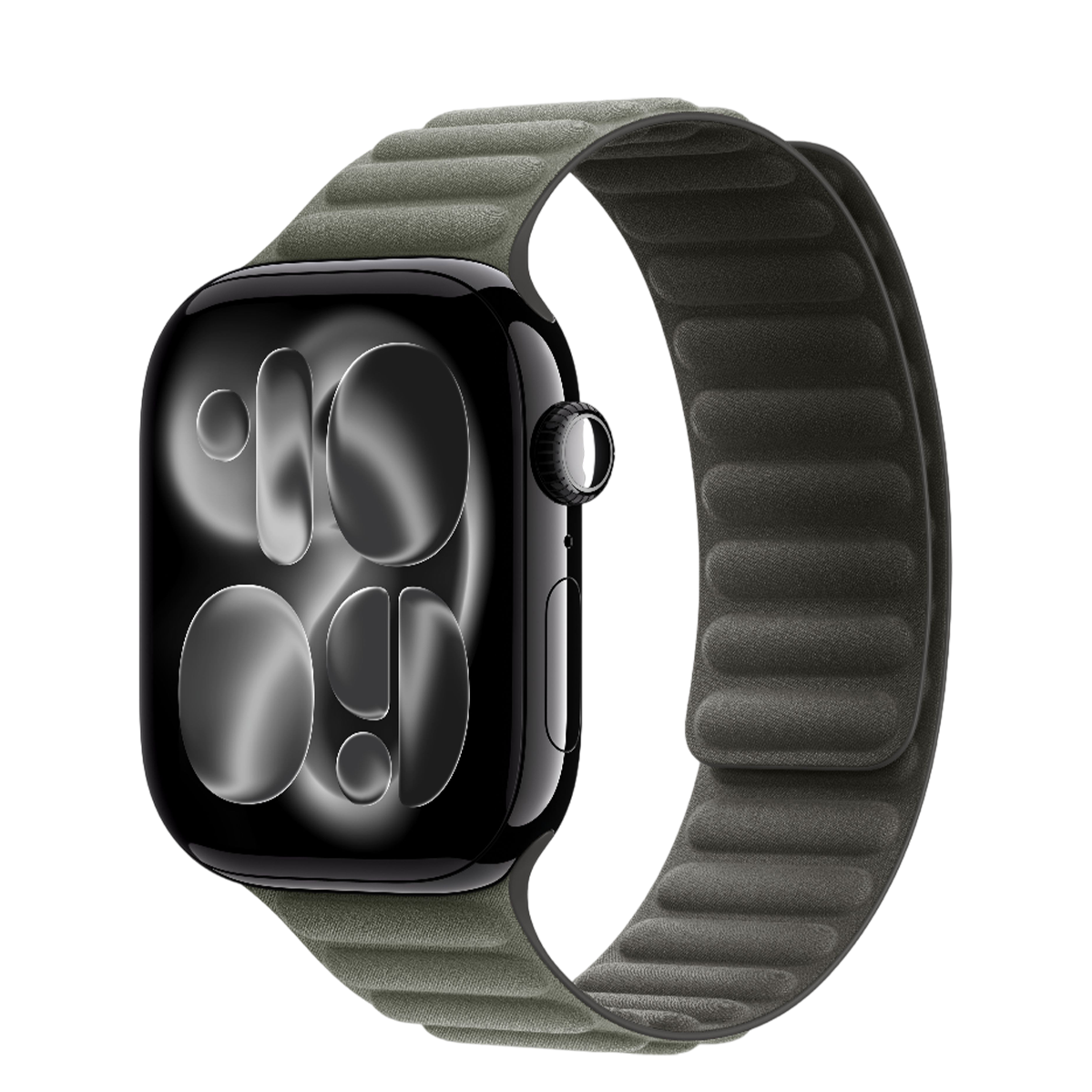 Apple Watch Series 11 GPS + Cellular 46mm Jet Black Aluminum Case with Sage Gray Magnetic Link - M/L (MFAA4+MGDL4)
