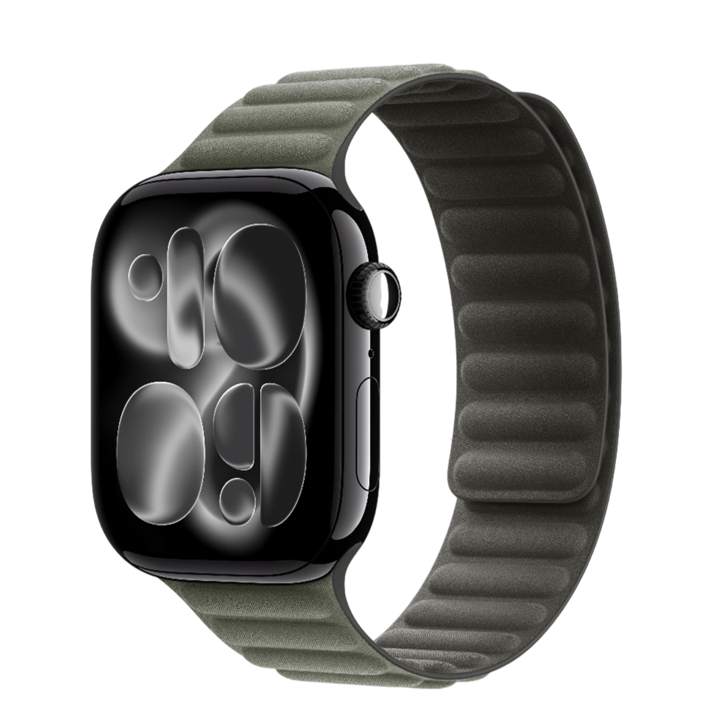 Apple Watch Series 11 GPS + Cellular 46mm Jet Black Aluminum Case with Sage Gray Magnetic Link - M/L (MFAA4+MGDL4)