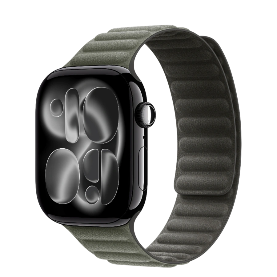 Apple Watch Series 11 GPS + Cellular 46mm Jet Black Aluminum Case with Sage Gray Magnetic Link - M/L (MFAA4+MGDL4)