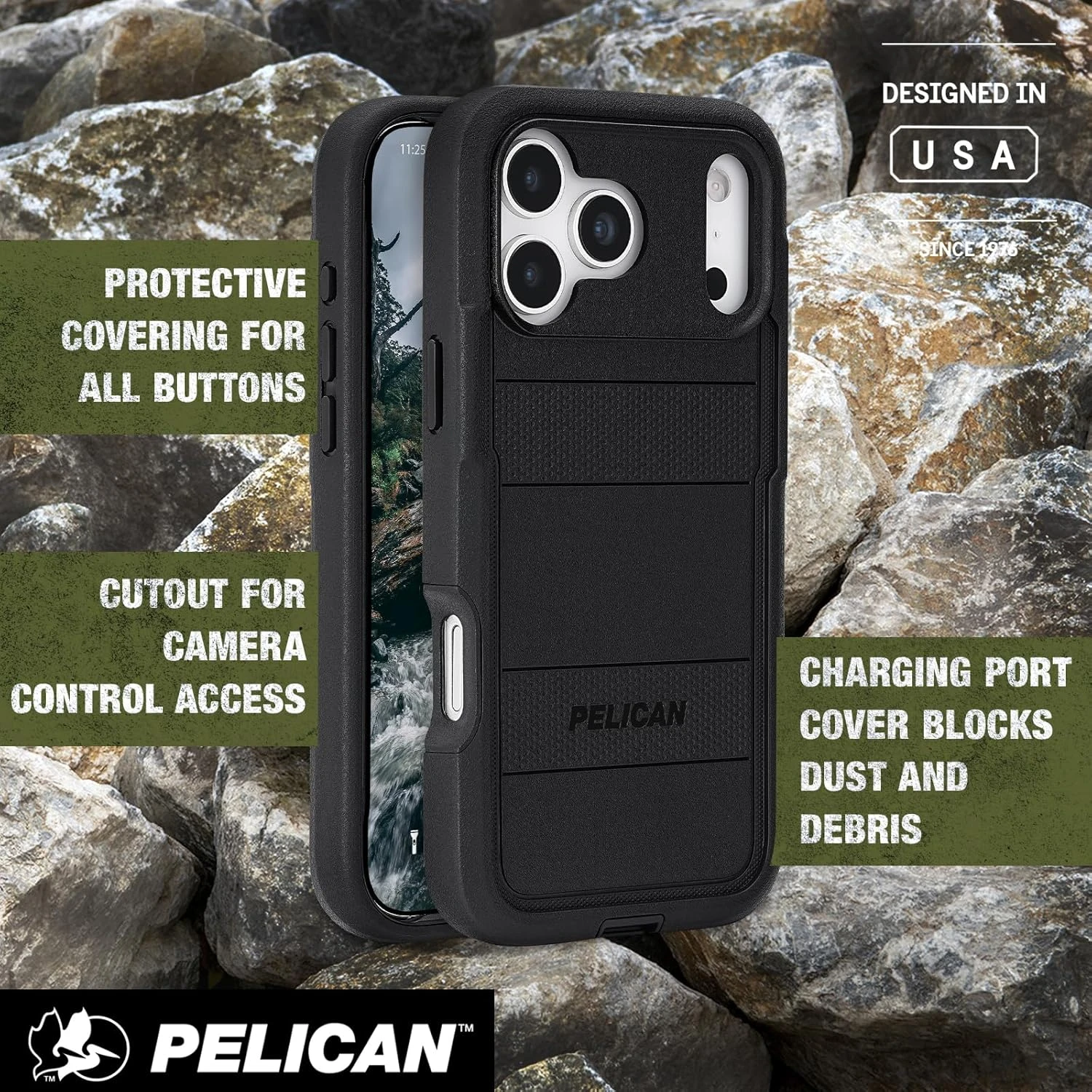 Чехол Pelican Voyager для iPhone 17 Pro Max with MagSafe and Military-Grade Drop Protection - Black (PP057278)