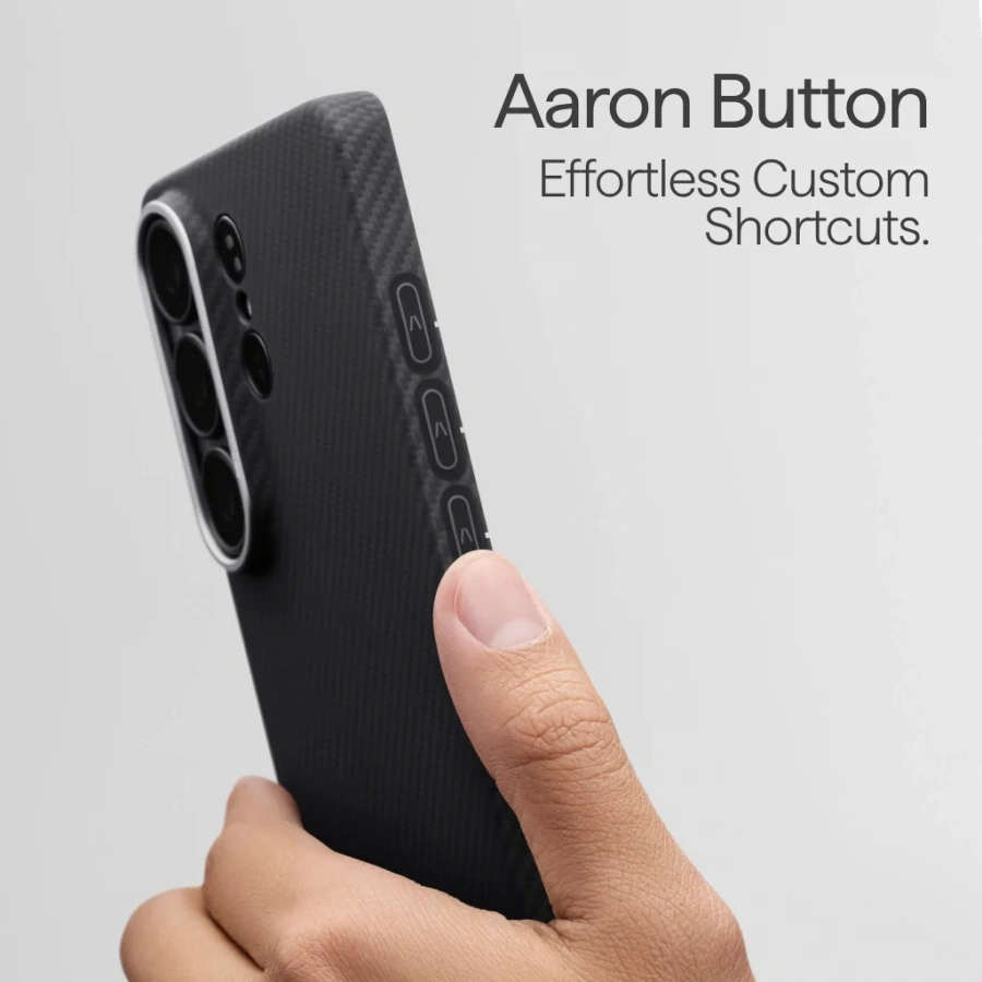 Чехол Pitaka Edge Ultra-Slim Case with Aaron Button for Samsung Galaxy S26 - 600D Black/Grey [Twill] (KS2601)