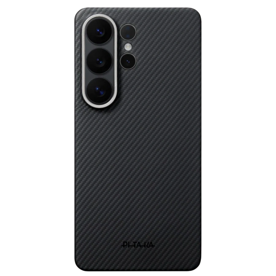Чехол Pitaka Edge Ultra-Slim Case with Aaron Button for Samsung Galaxy S26 Ultra - 600D Black/Grey [Twill] (KS2601U)
