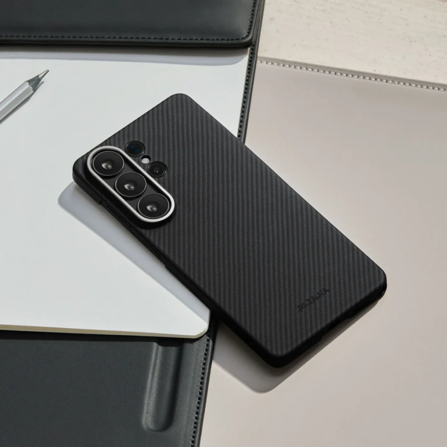 Чехол Pitaka Edge Ultra-Slim Case with Aaron Button for Samsung Galaxy S26 Ultra - 600D Black/Grey [Twill] (KS2601U)