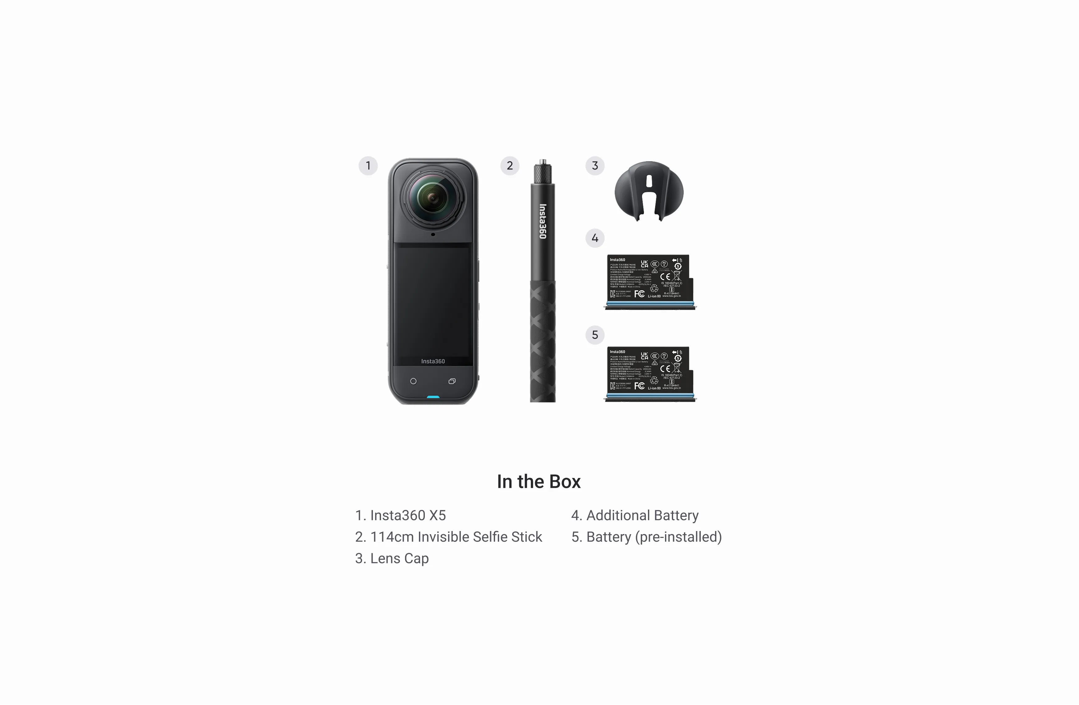 Экшн-камера Insta360 X5 Starter Bundle - Midnight Black (CINSAAHA-X534)