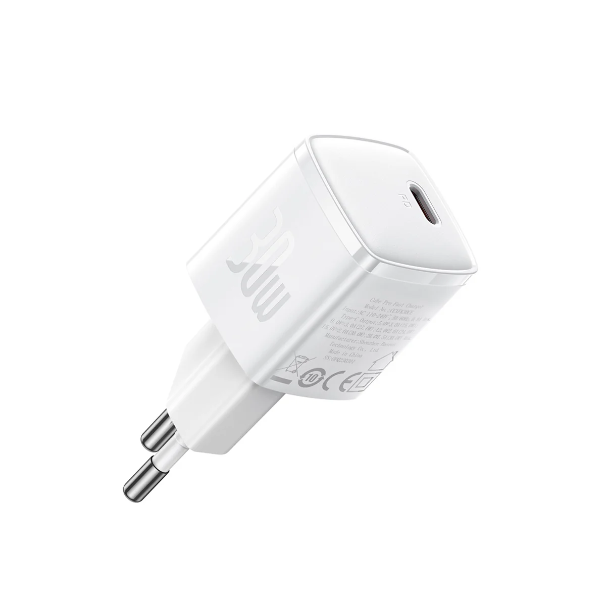 Мережевий зарядний пристрій Baseus GaN5S Fast Charger 1C 30W EU Moon White (P10162504213-00)