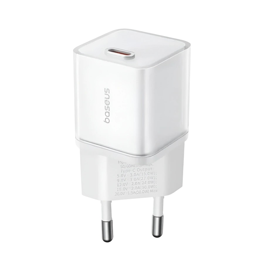 Мережевий зарядний пристрій Baseus GaN5S Fast Charger 1C 30W EU Moon White (P10162504213-00)