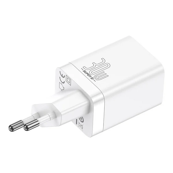 Мережевий зарядний пристрій Baseus Super Si Pro Quick Charger C+U 30W EU - White (CCSUPP-E02)