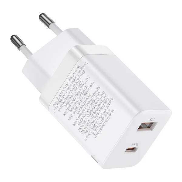 Мережевий зарядний пристрій Baseus Super Si Pro Quick Charger C+U 30W EU - White (CCSUPP-E02)