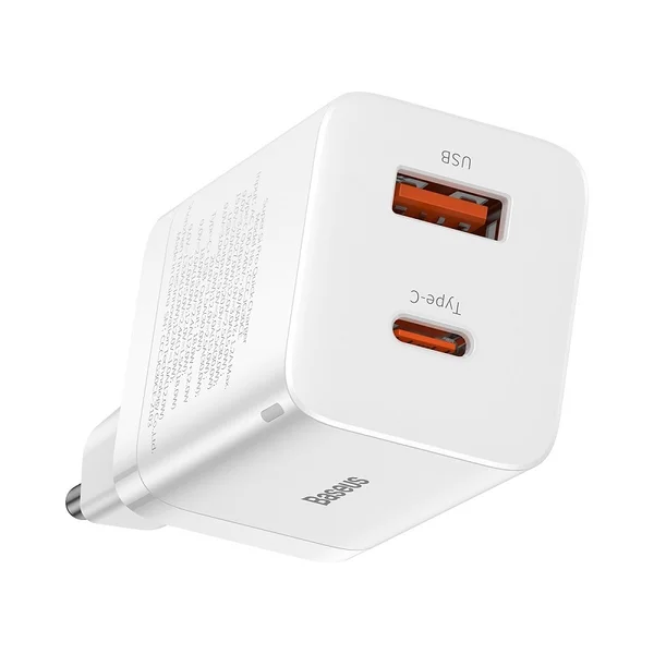 Мережевий зарядний пристрій Baseus Super Si Pro Quick Charger C+U 30W EU - White (CCSUPP-E02)