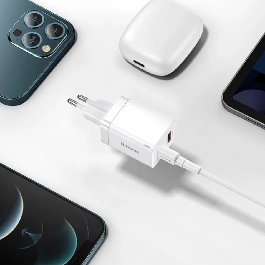 Мережевий зарядний пристрій Baseus Super Si Pro Quick Charger C+U 30W EU - White (CCSUPP-E02)