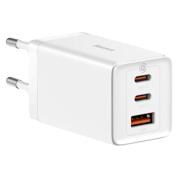 Мережевий зарядний пристрій з кабелем Baseus GaN5 Pro Fast Charger 2C+U 65W EU White + Baseus Xiaobai charging Cable Type-C to Type-C 100W (CCGP120202)