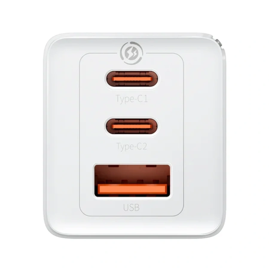 Мережевий зарядний пристрій з кабелем Baseus GaN5 Pro Fast Charger 2C+U 65W EU White + Baseus Xiaobai charging Cable Type-C to Type-C 100W (CCGP120202)