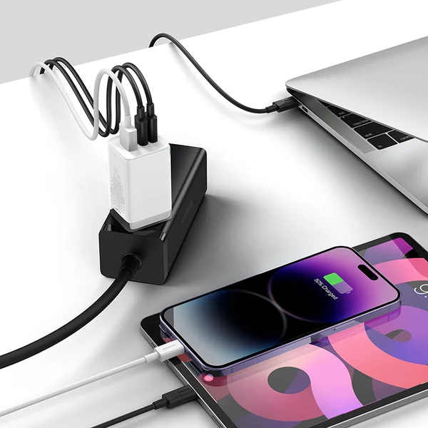 Мережевий зарядний пристрій з кабелем Baseus GaN5 Pro Fast Charger 2C+U 65W EU White + Baseus Xiaobai charging Cable Type-C to Type-C 100W (CCGP120202)