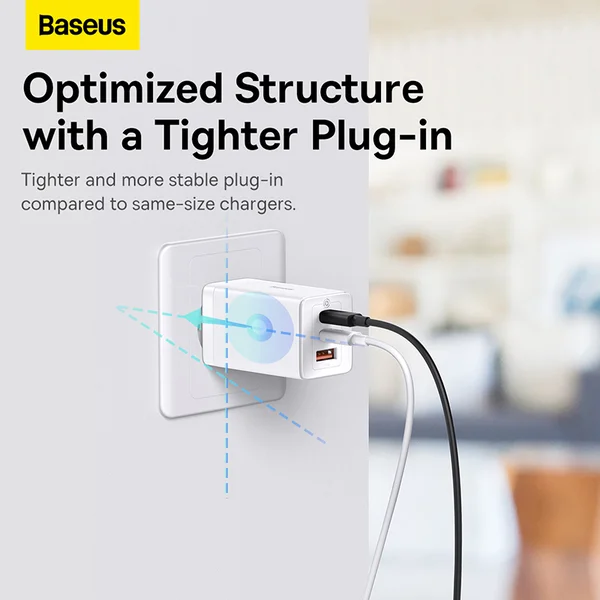 Мережевий зарядний пристрій з кабелем Baseus GaN5 Pro Fast Charger 2C+U 65W EU White + Baseus Xiaobai charging Cable Type-C to Type-C 100W (CCGP120202)