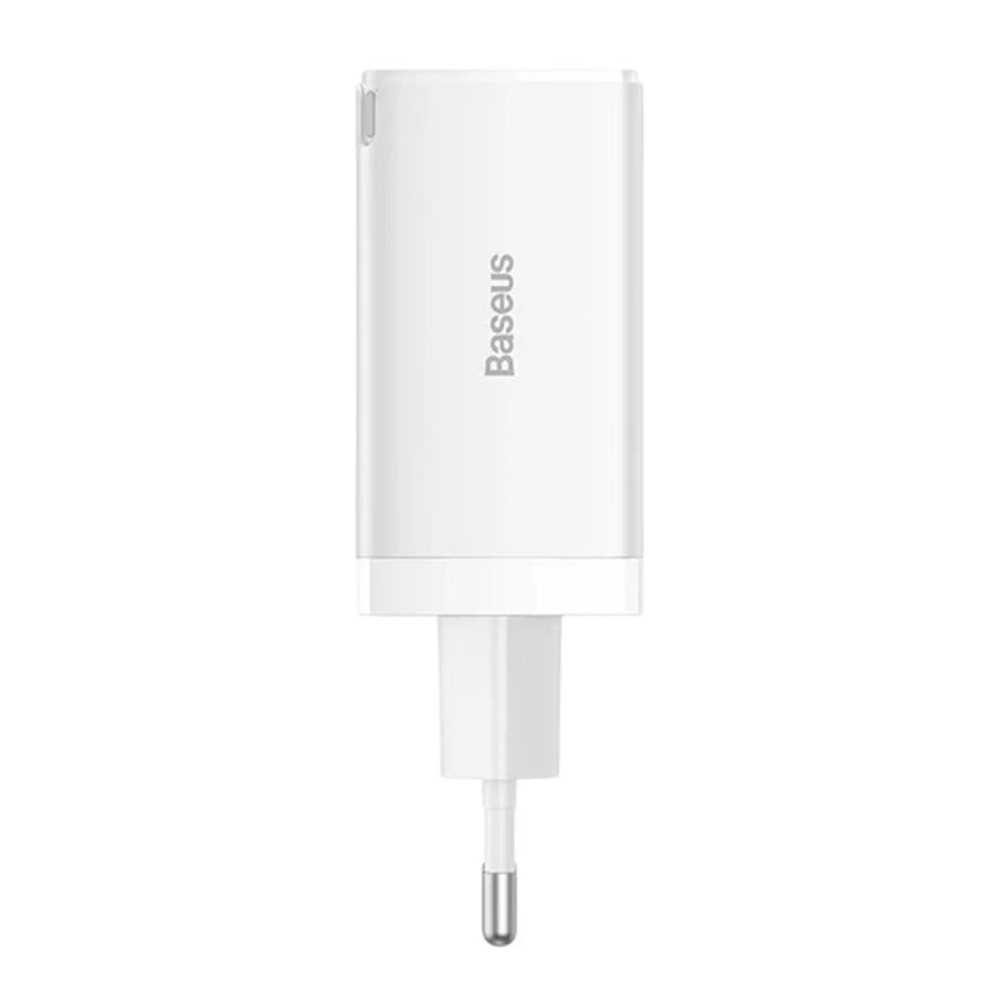 Мережевий зарядний пристрій з кабелем Baseus GaN5 Pro Fast Charger 2C+U 65W EU White + Baseus Xiaobai charging Cable Type-C to Type-C 100W (CCGP120202)
