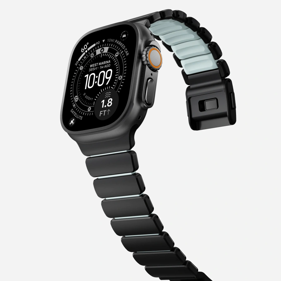 Ремінець Nomad Stratos Band Black Hardware для Apple Watch 46mm/49mm - Icy Blue Glow (NM009896858)