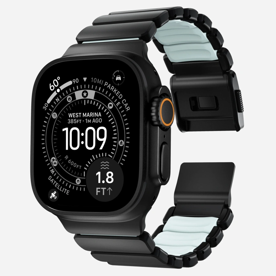 Ремінець Nomad Stratos Band Black Hardware для Apple Watch 46mm/49mm - Icy Blue Glow (NM009896858)