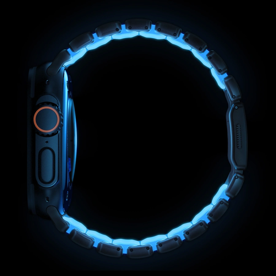 Ремінець Nomad Stratos Band Black Hardware для Apple Watch 46mm/49mm - Icy Blue Glow (NM009896858)