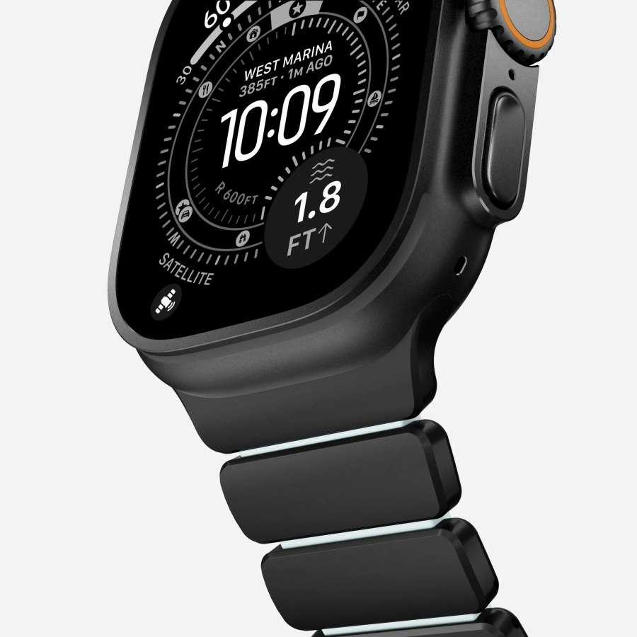 Ремінець Nomad Stratos Band Black Hardware для Apple Watch 46mm/49mm - Icy Blue Glow (NM009896858)