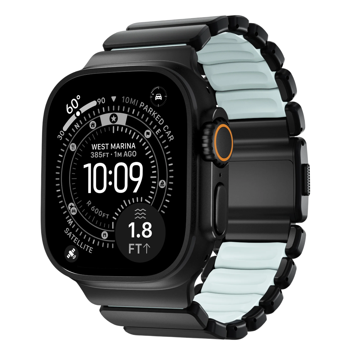 Ремінець Nomad Stratos Band Black Hardware для Apple Watch 46mm/49mm - Icy Blue Glow (NM009896858)