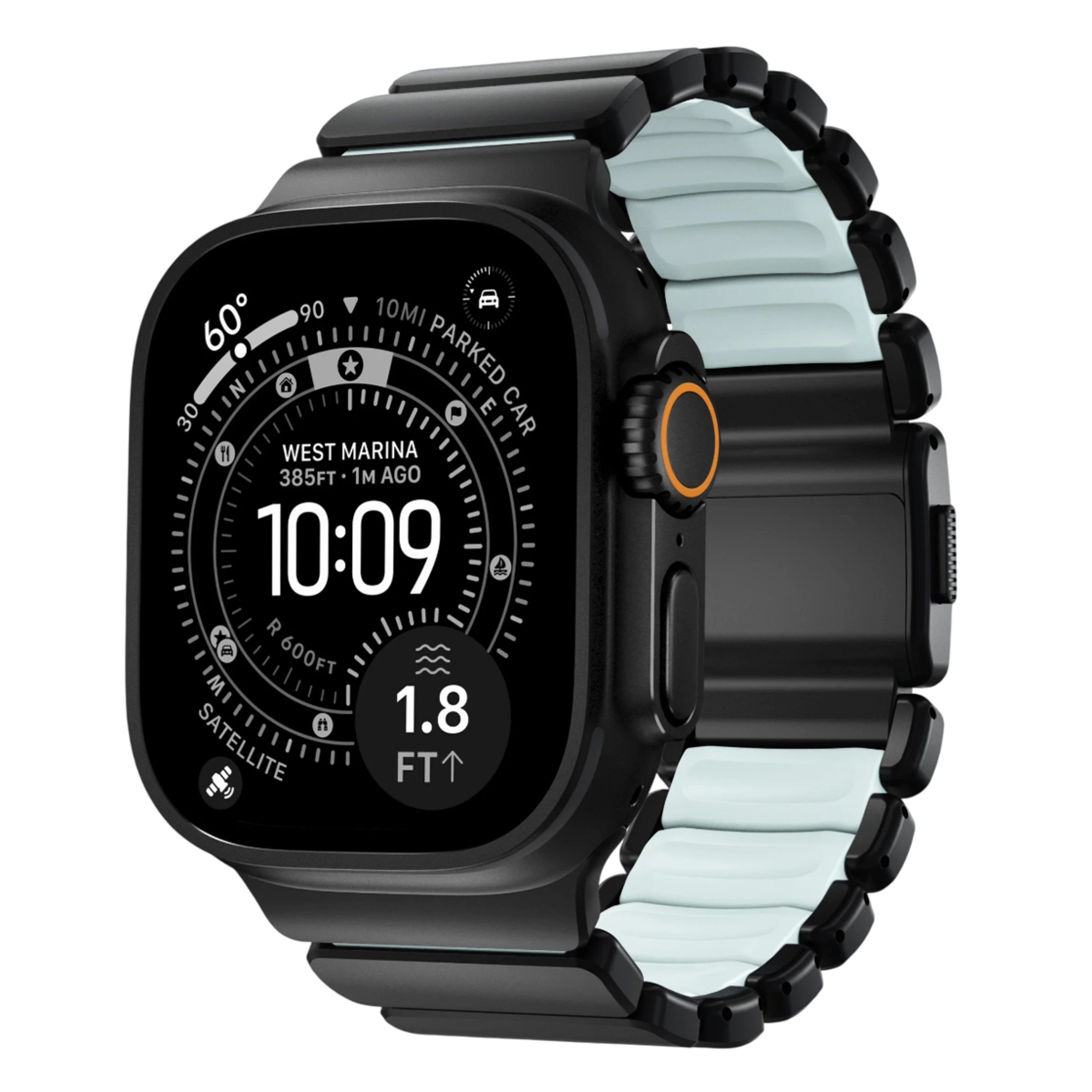 Ремінець Nomad Stratos Band Black Hardware для Apple Watch 46mm/49mm - Icy Blue Glow (NM009896858)